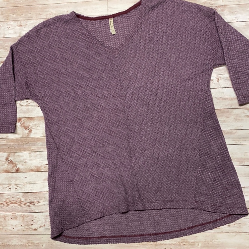 XCVI DOLMAN WAFFLE KNIT PURPLE TOP MEDIUM
